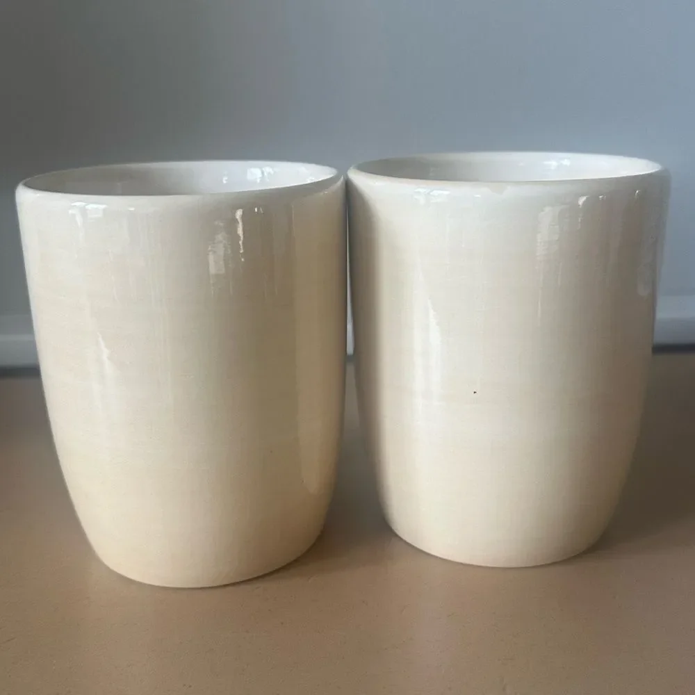 Pier 1 Pale Yellow Glazed Earthenware Mug Set (2)